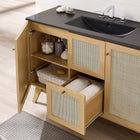 Modway - Soma 48" Vanité de salle de bain à un seul lavabo - Noir de chêne-Tissage en rotin