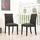 Modway - Duchess Tissu Chaise à manger Ensemble de 2 - Brown-Dossier boutonné luxueusement touffé
