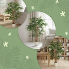 HOMCOM - Arbre banian artificiel 4 pi pour décoration intérieure - vert - lot de 2-Une base lestée assure la stabilité, le rendant sûr pour les enfants et les animaux de compagnie 