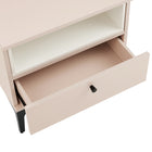 Manhattan Comfort - Lot de 2 tables de chevet modernes Amara 39,4" - Rose pâle et blanc-Comporte une élégante poignée bouton ronde en métal noir pour une utilisation facile