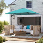 Outsunny - Parasol suspendu carré de patio déporté 8 pi L x 8 pi l avec rotation à 360°, bleu-La toile de 8 po x 8 po (245 x 245 cm) offre une ombre complète dans tout parc, jardin, terrasse, cour arrière, plage, piscine ou autre espace extérieur  