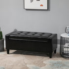 HOMCOM - Banc de rangement avec ottomane à dessus rabattable - noir-L’éponge à haute densité et la housse en cuir PU de qualité supérieure lui confèrent une assise particulièrement douce et confortable 