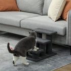PawHut - Escalier pour animaux à 3 marches recouvert de tapis - gris foncé-Convient aux animaux âgés, arthritiques ou en convalescence 