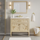 Modway - Elysian 36" Vanette de salle de bain - Burl blanc-Trous centraux de 8"