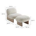 Modway - Loyal Tissu Boucle Chaise d’accent et ensemble ottoman - Chêne perlé-Esthétique douce avec des contours arrondis