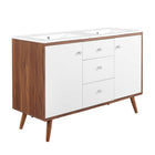 Modway - Transmit Double évier 48" Vanette de salle de bain - Blanc noyer-Assemblée requise