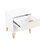 Manhattan Comfort - DUMBO Table de nuit moderne 1 tiroir 20,07" - Blanc - Lot de 2-Parfait pour le rangement de chevet, les lampes ou les objets de décoration