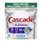 Cascade - Détergent pour lave-vaisselle Total Clean ActionPacs Platinum, Parfum Frais, 13 pièces-Le détergent pour lave-vaisselle Cascade Platinum ActionPacs  nettoie les dégâts brûlés en un seul cycle, nul besoin de prélaver