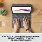 Logitech - Étui clavier Folio Touch pour iPad Air 11" (M2) / (M3) / (M4)et iPad Air (4e et 5e génération) - Graphite-Frappe de type ordinateur portable: le grand clavier aux touches espacées présente une rangée complète de touches de raccourcis pour iPadOS afin de saisir avec précision et rapidité