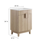 Modway - Miles 24" Vanette de salle de bain - Chêne blanc-Portes articulées