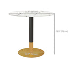 HOMCOM - Table à manger ronde avec plateau effet marbre pour cuisine - blanc-Base en acier avec revêtement en poudre assurant solidité et stabilité 