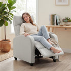 HOMCOM - Fauteuil inclinable push back avec assise rembourrée pour home cinéma - blanc crème-Idéal pour des activités telles que la lecture, regarder la télévision ou faire une sieste