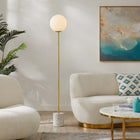Modway - Logic Terrazzo Lampe sur pied, Blanc-Abat-jour en verre opaque