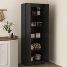 HOMCOM - Armoire de cuisine 5 niveaux avec étagères - noir-Doté de charnières à fermeture douce, permettant à la porte de l’armoire de se refermer doucement avant de se fermer complètement 