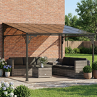 Outsunny - Pergola d’extérieur 11 pi l x 10 pi L - gazebo adossé à toit rigide mural-Le toit incliné de la pergola de terrasse aide à éviter la stagnation de l'eau et l'accumulation de neige
