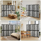 HOMCOM - Paravent autoportant 6 panneaux motif géométrique pour chambre - noir-Conçu avec un cadre léger en bois de paulownia, ce qui le rend facile à déplacer  
