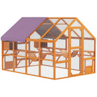 PawHut - Enclos extérieur pour chat avec passerelles et auvent résistant aux intempéries - 110,2 po L x 73 po l x 74 po H - orange-Les ponts suspendus, les condos et les plateformes satisfont les instincts de grimpe des chats 