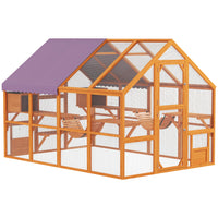PawHut - Enclos extérieur pour chat avec passerelles et auvent résistant aux intempéries - 110,2 po L x 73 po l x 74 po H - orange-Les ponts suspendus, les condos et les plateformes satisfont les instincts de grimpe des chats 