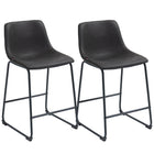 HOMCOM - Tabourets de bar hauteur comptoir avec dossier - brun foncé - paquet de 2-Design classique en cuir PU vieilli 
