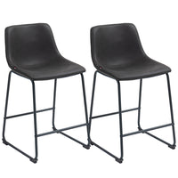 HOMCOM - Tabourets de bar hauteur comptoir avec dossier - brun foncé - paquet de 2-Design classique en cuir PU vieilli 
