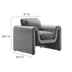Modway - Waverly Performance Velvet Fauteuil - Gris-Revêtement en velours de performance