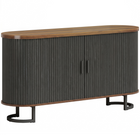 HOMCOM - Buffet moderne cannelé 55 po avec portes coulissantes - grain de bois noir-Les portes coulissantes cannelées et la silhouette ovale créent une esthétique élégante et raffinée