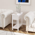 HOMCOM - Table d’appoint à dessus rabattable - blanc-Peut être utilisée comme table de chevet, table téléphonique ou table de canapé 
