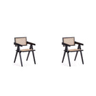 Manhattan Comfort - Lot de 2 chaises de salle à manger Hamlet 19,67 po style industriel chic avec accoudoirs - noir et cannage naturel-Moderne - Chaise de salle à manger chic en rotin parfaite pour une utilisation dans la salle à manger Lot de 2