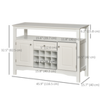 HOMCOM - Buffet 46 po avec casier à vin intégré et tiroir - blanc-Il peut être utilisé pour offrir un service de buffet ou comme bahut de rangement pour votre bar ou salle à manger 