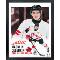 Frameworth - Macklin Celebrini collage signature replica Hockey Canada 2026 - impression encadree - 16" x 20"-Produit sous licence officielle Hockey Canada 2026 mettant en vedette la signature replica de Macklin Celebrini dans un collage multi-photos. Cadre de qualite superieure de 16 par 20 pouces