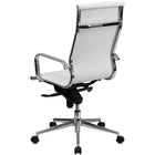 Nicer Interior - chaise de bureau à dossier haut de style groupe nervuré - blanc-Bras de soutien en métal et base chromée robuste avec roulettes à roulement doux