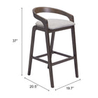 Zuo - Troy Tabouret de bar - Gris tourterelle/Espresso - Ensemble de 2-6