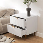 HOMCOM - Table de nuit avec 2 tiroirs - blanc-Fabriqué en MDF stable avec des pieds en métal solide 
