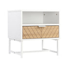 HOMCOM - table de chevet moderne avec tiroir et étagère de rangement - blanc-Deux couleurs et un motif en chevrons lui confèrent un look unique