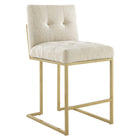 Modway - Privy Acier inoxydable doré Tissu rembourré Tabouret de comptoir - Beige doré-Tabouret de comptoir de cuisine Glam Deco