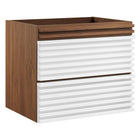 Modway - Render Support mural de 24" Armoire de toilette de salle de bain (lavabo non inclus) - Noyer blanc-7