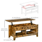 HOMCOM - Table basse relevable avec rangement caché et étagères ouvertes - brun-Plateau de bureau réglable pour répondre à vos différents besoins