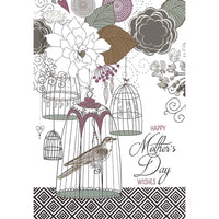 Mill Brook Studio - Cartes De Souhaits Fête des Mères / Enveloppes - 5-3/8 po x 7-3/4 po - Cage à oiseaux - Paquet de 18-Cartes de souhaits qualité boutique