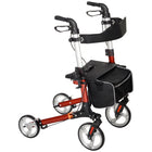 HOMCOM - Déambulateur pliant avec grand siège, dossier et sac - rouge-Le déambulateur rollator supporte confortablement des utilisateurs jusqu'à 6'9" (206 cm) de hauteur 