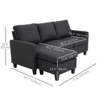 HOMCOM - Canapé sectionnel avec ottoman - gris foncé-Le rembourrage épais en mousse haute densité garantit une assise confortable 