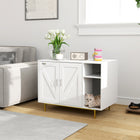 PawHut - Boîte à litière pour chat avec tapis à griffer, rangement - blanc-Comprend un compartiment de rangement pour organiser les accessoires du chat 