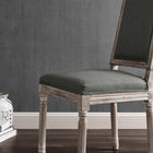 Modway - Court Vintage français Tissu rembourré Fauteuil d’appoint de salle à manger - Gris naturel-Rembourrage en mousse dense
