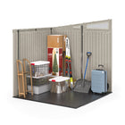 Suncast - Remise de rangement Modernist 7 pi x 7 pi - Vanille / Gris colombe-Le design de la remise comprend 4 grandes fenêtres en impostes offrant un éclairage naturel à l’intérieur.