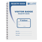 C-Line - Badges de visiteur avec journal de registre – Taille du badge 3-5/8 po x 1-7/8 po - Ensemble de 150 badges et carnet de bord-Chaque livre contient 150 badges visiteurs autocollants
