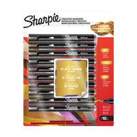 Sharpie - Marqueurs créatifs - Pointe Pinceau - métalliques - paquet de 10-Marqueurs créatifs avec une encre semblable à de la peinture qui ne passe pas à travers le papier