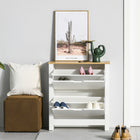 HOMCOM - Armoire à chaussures étroite avec 2 tiroirs basculants et étagère réglable pour entrée - blanc-Couleur : Blanc   