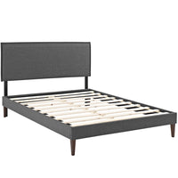 Modway - Amaris Tissu Lit à plateforme complet avec pieds carrés effilés, Gris-Rembourrage fin en polyester