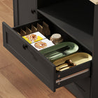 HOMCOM - Armoire de cuisine 64 po avec 3 compartiments et 2 tiroirs - noir-Couleur : Noir, Bois naturel 