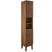 Modway - Render Tall Narrow Armoire de rangement de salle de bain in Noyer-Grande armoire de rangement en linge