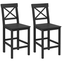 HOMCOM - Tabourets de bar hauteur comptoir avec dossier croisé et repose-pieds - noir - paquet de 2-Emballé par lot de 2, parfait pour partager un moment convivial à deux 
